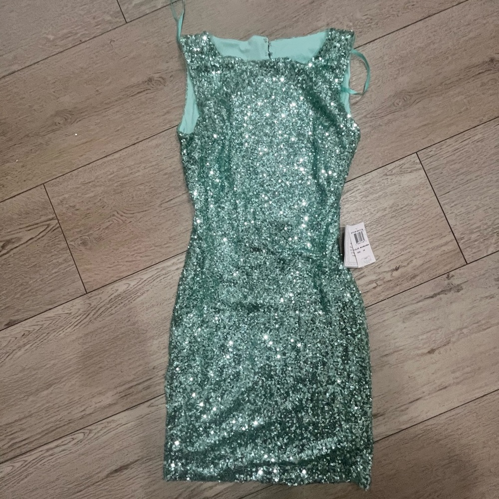Sequin Sleeveless Dress in turquoise